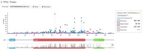 TP53 Mutation Landscape from the Genomic Data Commons